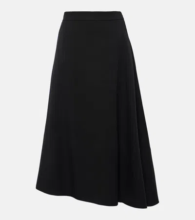 Jil Sander Asymmetric Virgin Wool Midi Skirt In Black