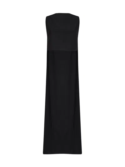 Jil Sander Asymmetric Virgin Wool Tank Top In Black