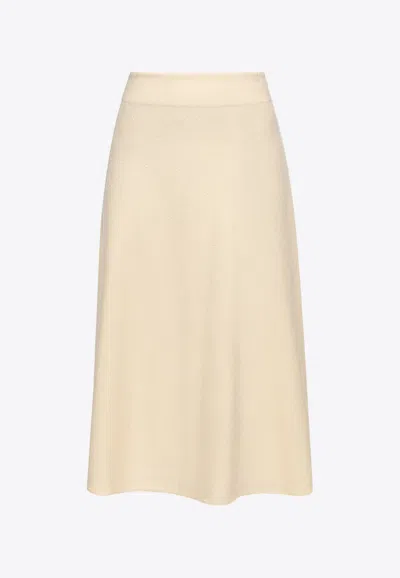 Jil Sander Asymmetric Wool Midi Skirt In Cream