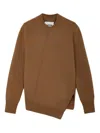 Jil Sander Asymmetric Wool Sweater In Brown
