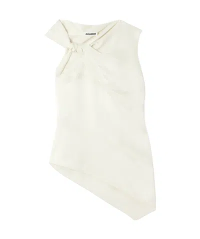 Jil Sander Asymmetrical Knot Top In White