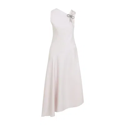 Jil Sander Asymmetrical Midi Dress With Diagonal Cut In Neutral