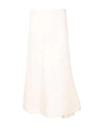 Jil Sander Asymmetrical Midi Skirt In Beige