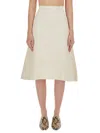 Jil Sander High Waist Flared Midi Skirt In Powder