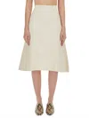 Jil Sander High Waist Flared Midi Skirt In Powder