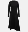 Jil Sander Asymmetrical Wool Dress In Black