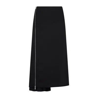 Jil Sander Zipped Midi Skirt In Black