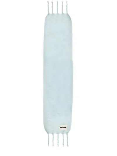 Jil Sander Baby Blue Mohair Wool Scarves