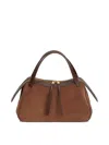 Jil Sander Rectangular Suede Shoulder Bag Double Handles Trim In Brown