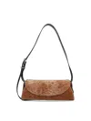 Jil Sander Fur Strap Buckle Shoulder Bag In Brown