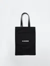 Jil Sander Logo Print Cotton-linen Blend Tote Bag In 黑色