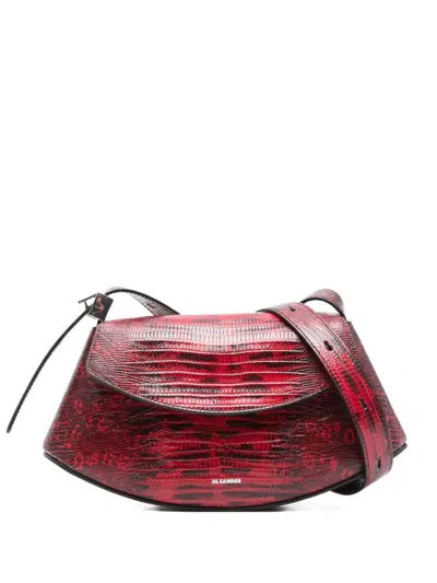 JIL SANDER JIL SANDER RED PYTHON-EFFECT LEATHER BAG