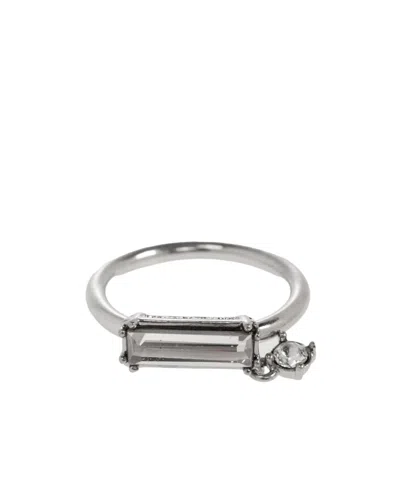 Jil Sander Baguette Crystal Pendant Ring In Transparent
