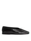 Jil Sander Black Ballerinas With Metallic Stud Accents In Black