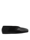 Jil Sander Black Leather Flat Shoes In Black