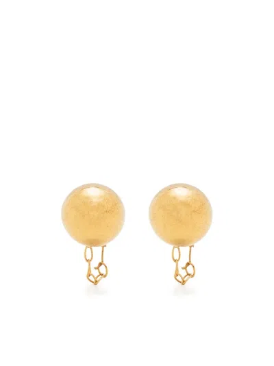 Jil Sander Ball-stud Chain Earrings In Gold