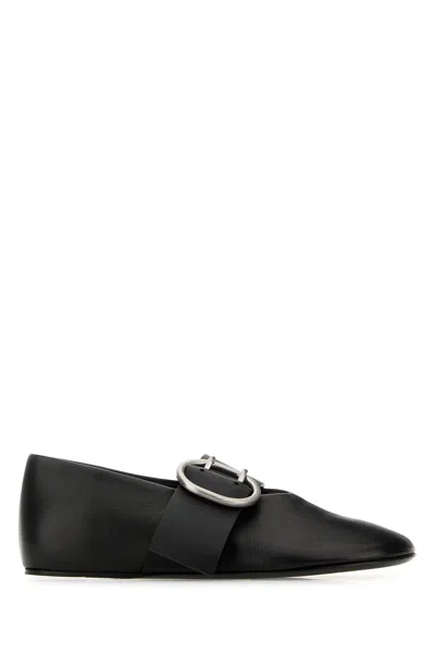 JIL SANDER JIL SANDER BLACK LEATHER BALLERINAS