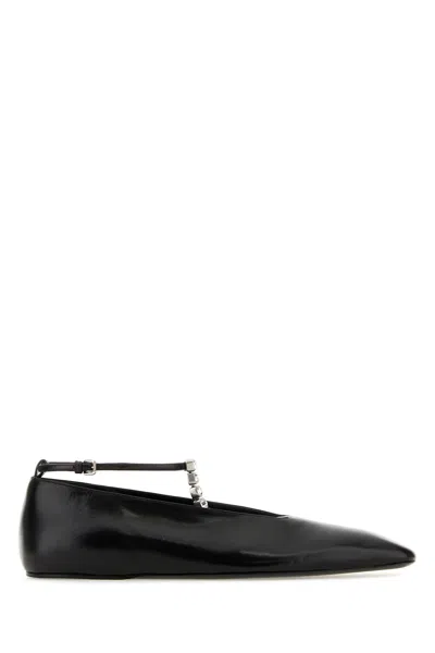 JIL SANDER JIL SANDER BLACK LEATHER BALLERINAS