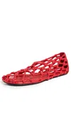 Jil Sander Red Hand-knotted Ballerina Flats In Rouge