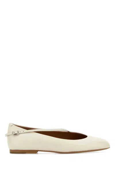 Jil Sander Leather Ballet Ballet Flat In Beige