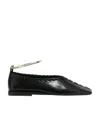 Jil Sander Ring Whipstitch-trimmed Leather Ballet Flats