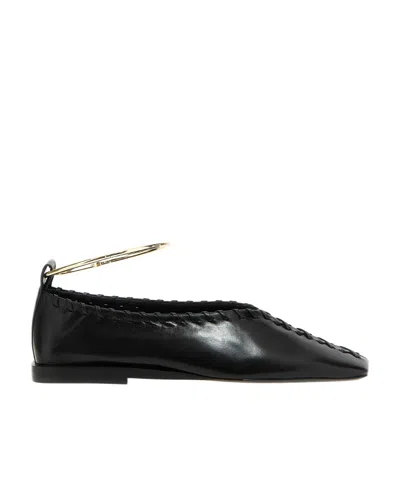 JIL SANDER JIL SANDER RING-DETAILED STITCHING BALLET FLATS
