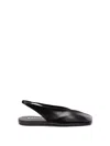 Jil Sander Black Leather Slingback Ballet Flats In Black  