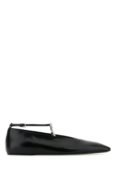 Jil Sander Black Leather Ballet Flats