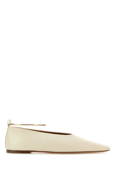 Jil Sander Ivory Leather Ballerinas In White