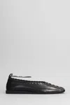 Jil Sander Ring Whipstitch-trimmed Leather Ballet Flats In Black