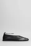 Jil Sander Ring Whipstitch-trimmed Leather Ballet Flats In Black