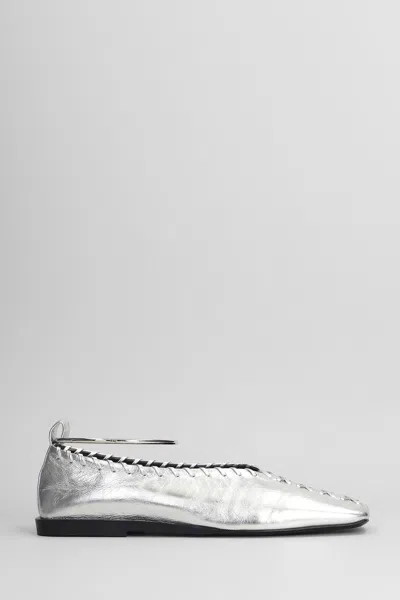 Jil Sander Ballet Flats In Silver Leather
