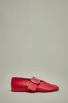 Jil Sander Cannolo Buckle Ballerina Flat In Red