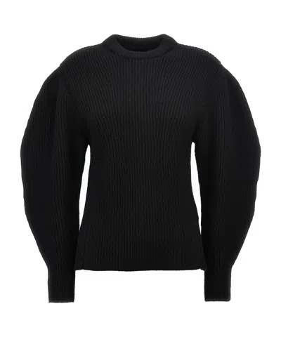 JIL SANDER JIL SANDER CREWNECK PUFF-SLEEVED JUMPER