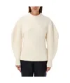 Jil Sander Baloon Sleeve Fisherman Sweater In White