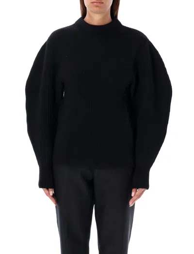 Jil Sander Baloon Sleeve Fisherman Sweater In Black