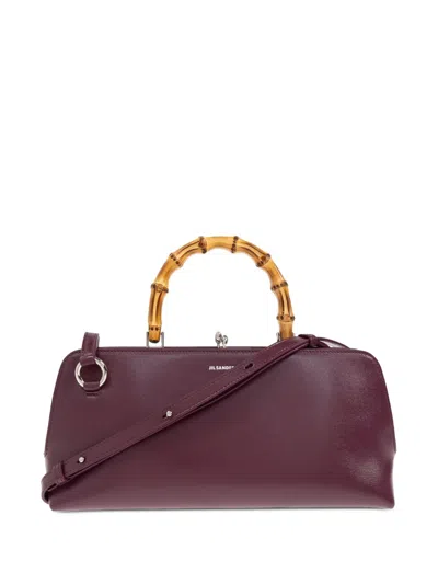 Jil Sander Bamboo-handle Leather Tote Bag In Red