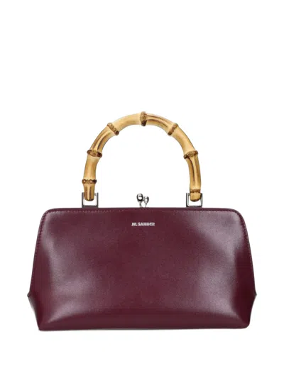 Jil Sander Bamboo-handle Leather Tote Bag In Burgundy