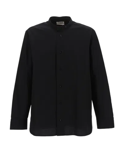 Jil Sander Band-collar Cotton Shirt In Black
