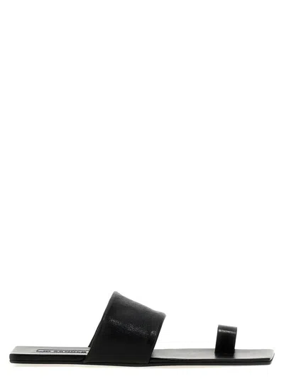 Jil Sander Square Open-toe Leather Sandals In Black