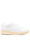 Jil Sander White Leather And Fabric Basket Sneakers In White