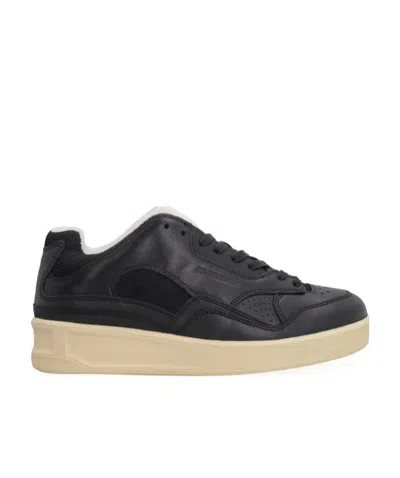Jil Sander Basket Low-top Leather Sneakers In Black