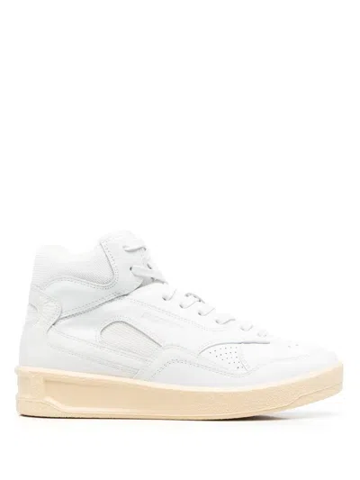 Jil Sander Combination High-tops With Embossed Logo In White