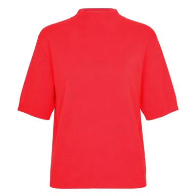 Jil Sander Bateau Neck Short Sleeve Knit Top In Red
