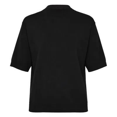 Jil Sander Bateau Neck Short Sleeve Knit Top In Black
