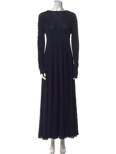 Pre-owned Jil Sander Bateau Neckline Long Dress In Blue
