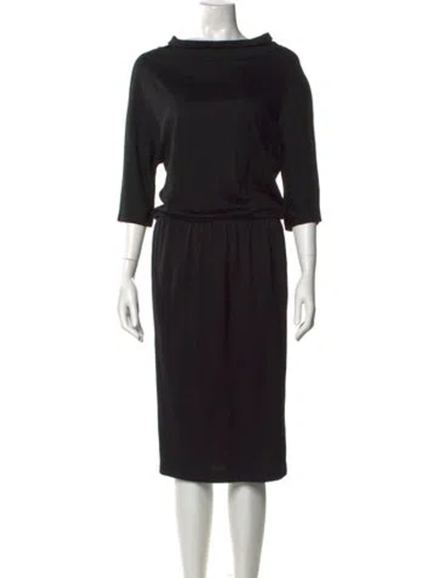 Pre-owned Jil Sander Bateau Neckline Midi Length Dress In Black