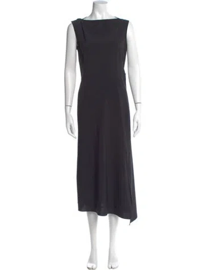 Pre-owned Jil Sander Bateau Neckline Midi Length Dress In Gray