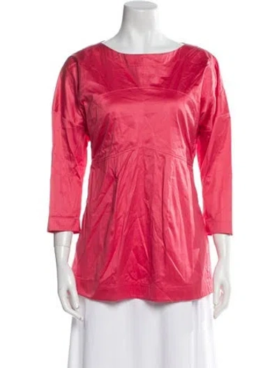 Pre-owned Jil Sander Bateau Neckline Three-quarter Sleeve Blouse W/ Tags In Red