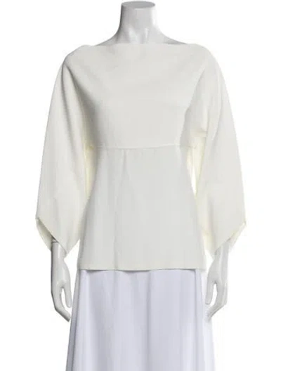 Pre-owned Jil Sander Bateau Neckline Three-quarter Sleeve Blouse W/ Tags In White